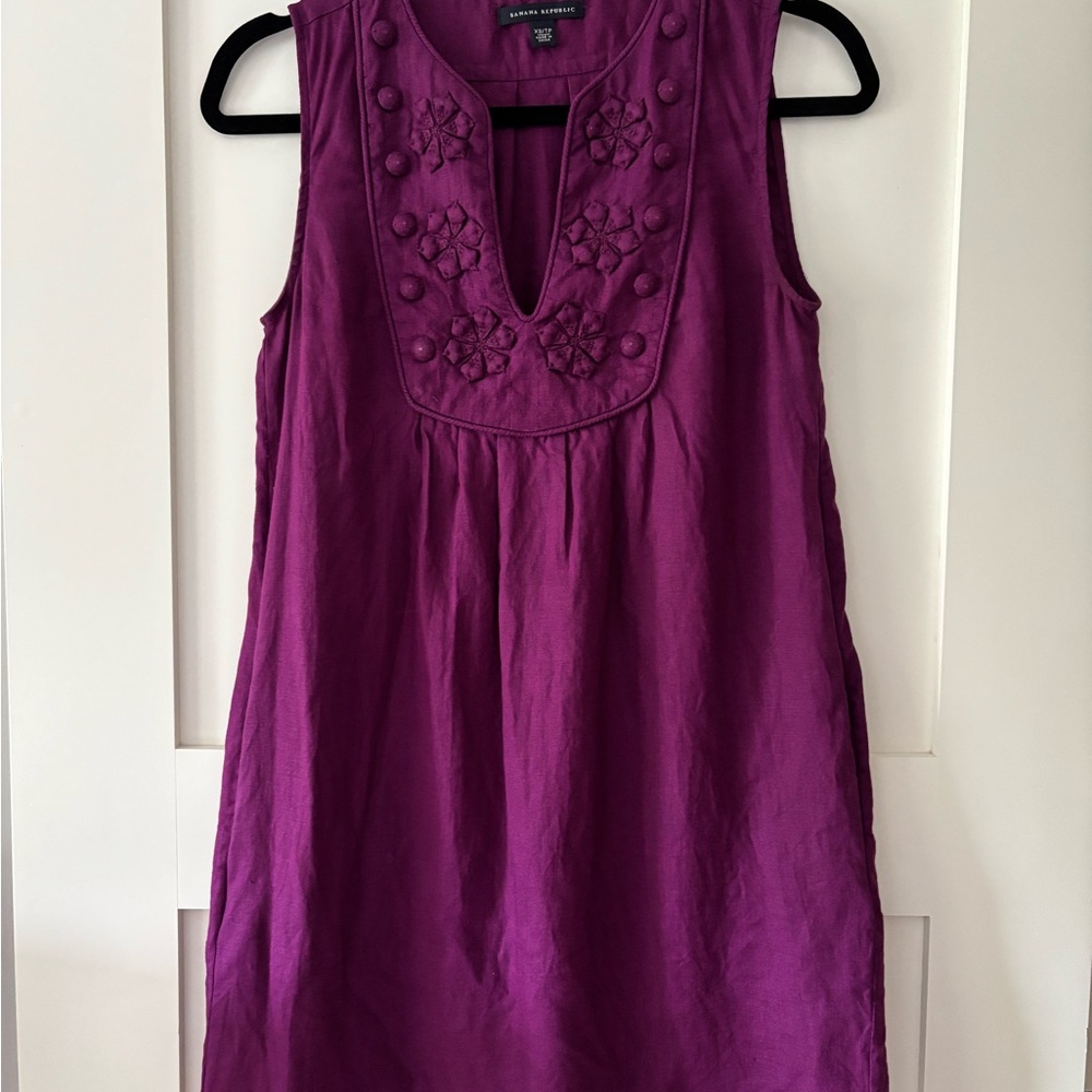 Banana Republic Rich Purple Embroidered Tunic